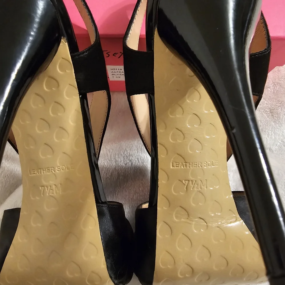Betsey Johnson Astra black slingback satin shoes size 7.5 - Picture 6 of 8